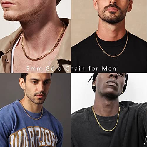 Stainless Steel Cuban Link Chain for Men & Women - Silver/Black/14K Gold Plated - 18/20/22/24/30 Inch