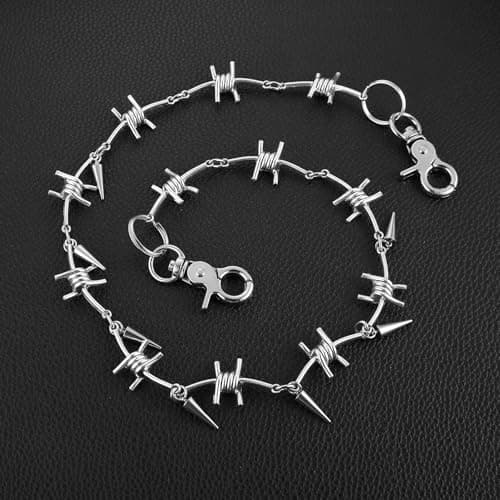 HZMAN Men's Barbed Wire Jeans Chains Belt Wallet Pouch Punk Accessory