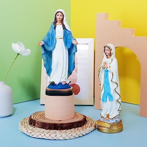 KEEPKAP Virgin Mary Statue, 8.5 Inch Resin Figurine, Catholic Giftsindoors