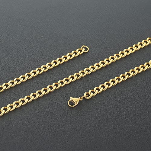 Stainless Steel Cuban Link Chain for Men & Women - Silver/Black/14K Gold Plated - 18/20/22/24/30 Inch