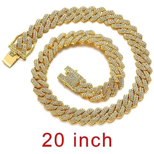 JUNVirtuous Women's Cuban Link Chain Necklace with Bling and Diamond Jewelry