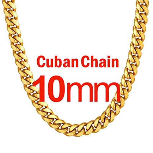 Men's Chunky Miami Cuban Chain Necklace with Custom Options - Available in Various Widths and Lengths, Gold Plated, Stainless Steel, or Black - Comes with Gift Box