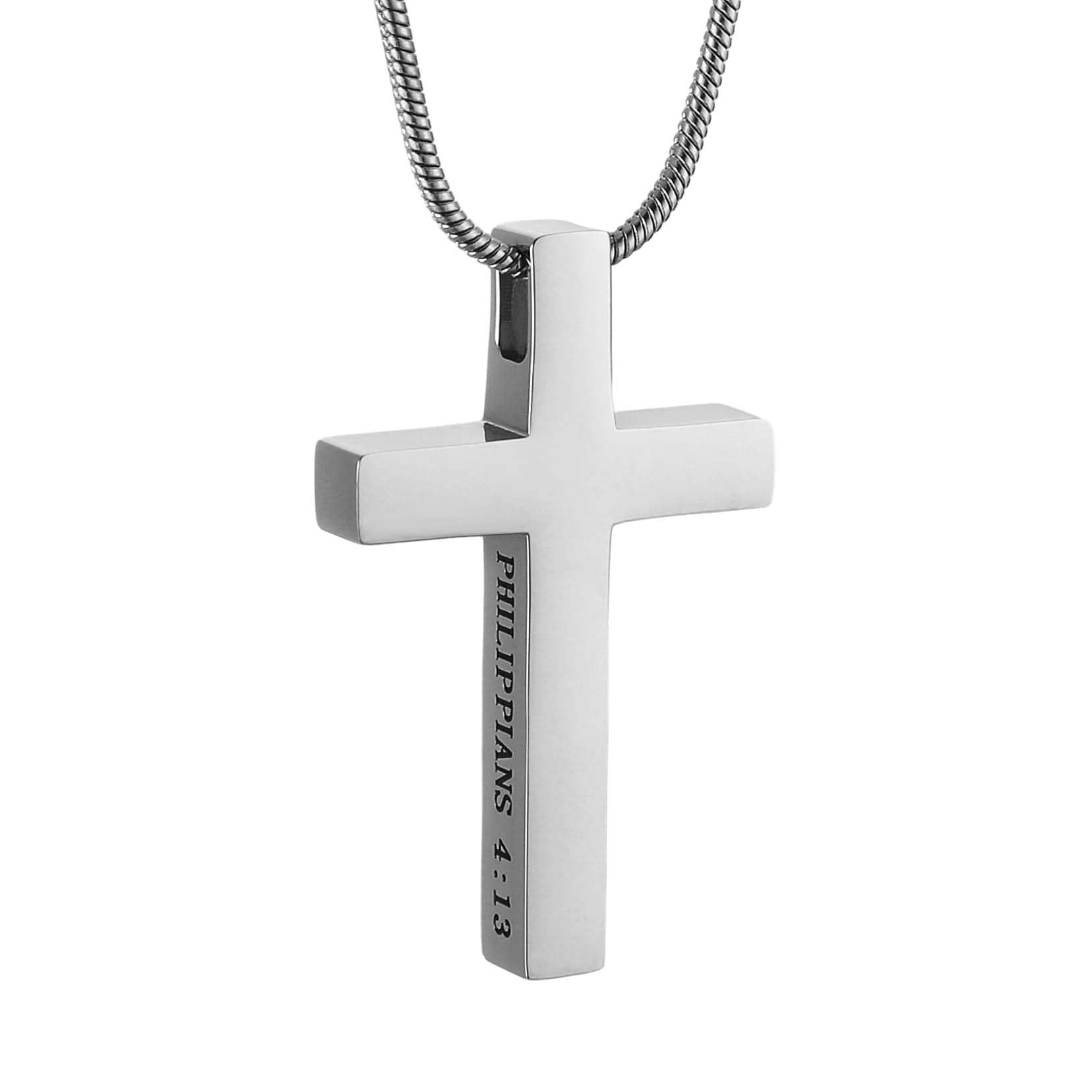 HZMAN Cross Pendant Stainless Steel Necklace with Philippians 4:13 Bible Verse