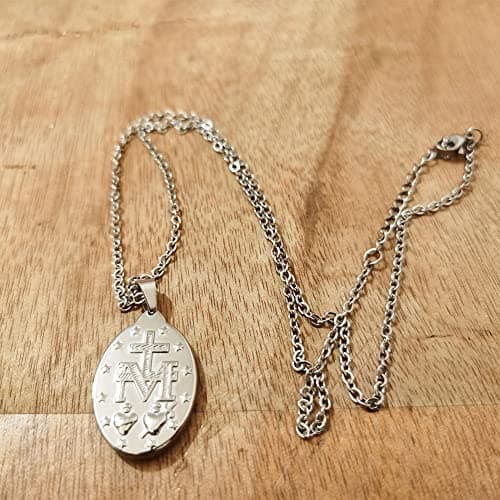 Stainless Steel Virgin Mary Miracle Medal Necklace for Women Religion Jewelry