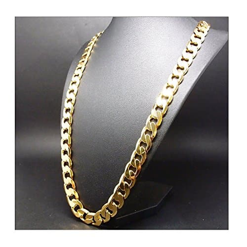 Hollywood 9.2mm Solid 24k Gold Cuban Chain Necklace Diamond Cut Gift