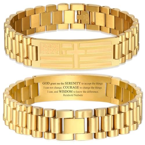 GLEZZA American Flag Cross Bible Verse Bracelet - Graduation Gift for Men & Teens