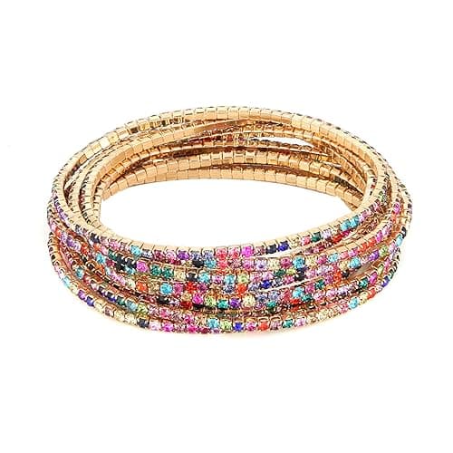 10 Pcs Tennis Bracelets Set for Women Girl Wedding Party Jewelry Gift
