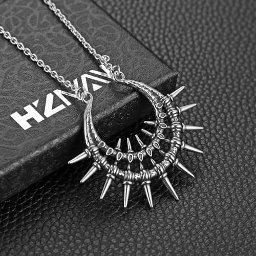 HZMAN Gothic Spike Pendant Necklaces for Men & Women Stainless Steel Geometric Sunflower Jewelry