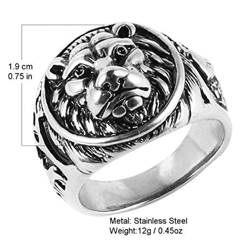 HZMAN Lion Head Shield Biker Ring