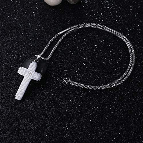 Rehoboth Stainless Steel Our Father Cross Pendant Necklace 24"