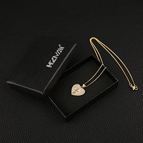 Virgin Mary Necklace for Women with Zirconia Halo