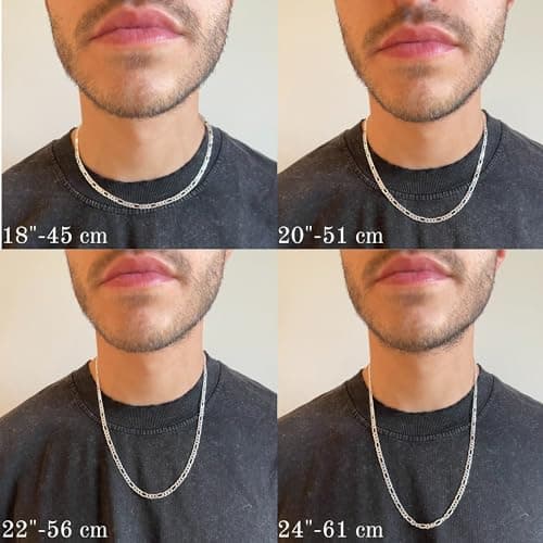 925 Sterling Silver Figaro Chain Necklace for Men, Women, Girls, Boys - 5MM - 16-30 Inch - Made in Italy - Gift Box Included