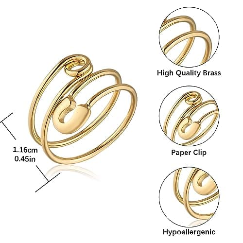 HZMAN 14K Gold Plated Open Stackable Ring for Women Adjustable Thumb Jewelry Gift