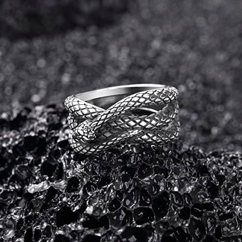 Stainless Steel Gothic Punk Snake Ring for Men Size 8-13