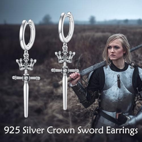 AINFQY Sword Drop Earrings 925 Sterling Silver Viking Jewelry