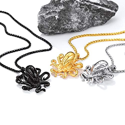 ProSteel Punk Rock Stainless Steel Shark Necklace, Black/Gold/Silver, Adjustable 22-24inch