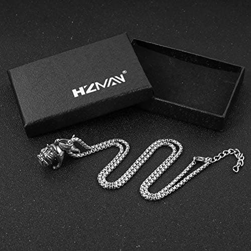 HZMAN 3D Stainless Steel Bulldog Pendant Dog Necklace
