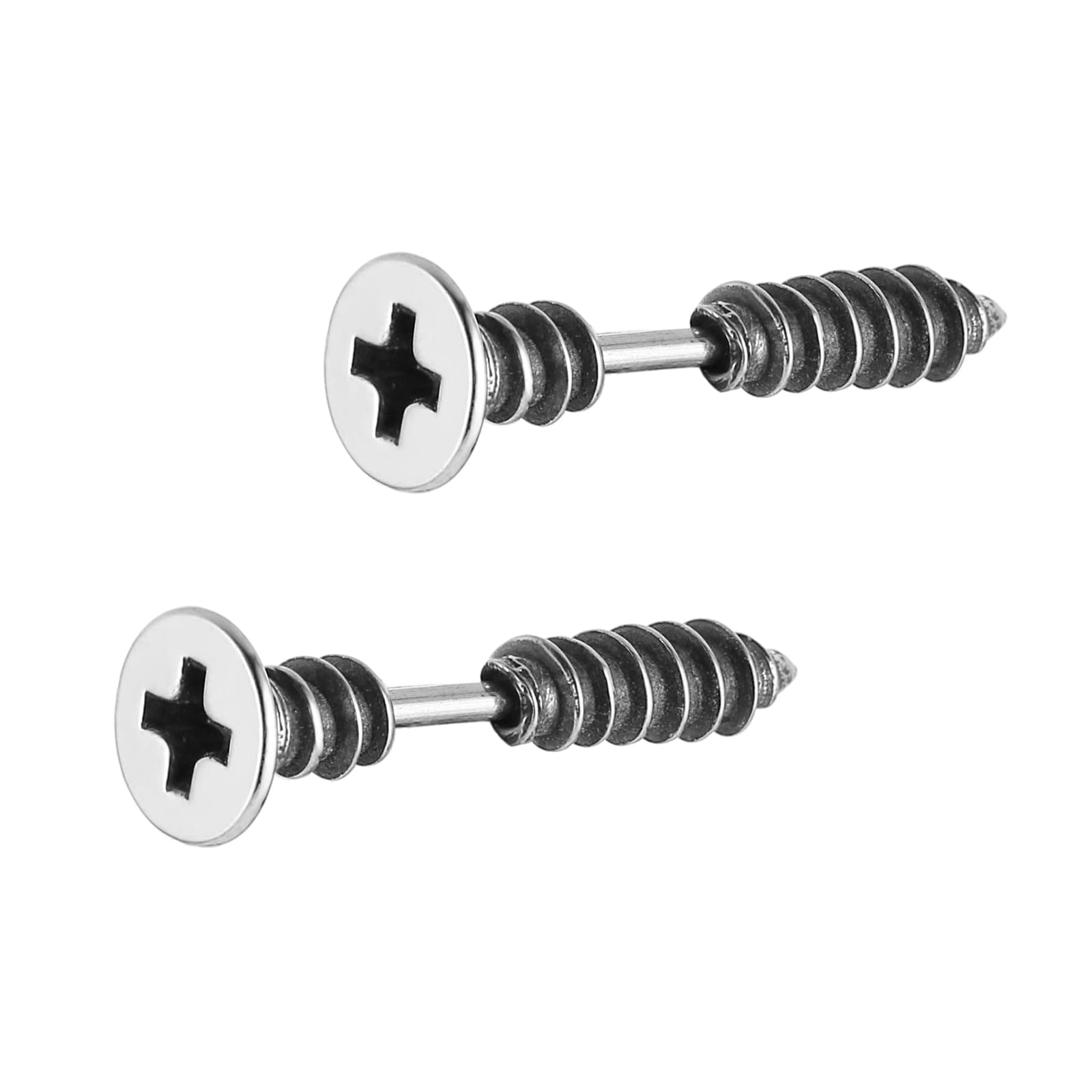 Stainless Steel Gothic Punk Screws Earring for Men and Women