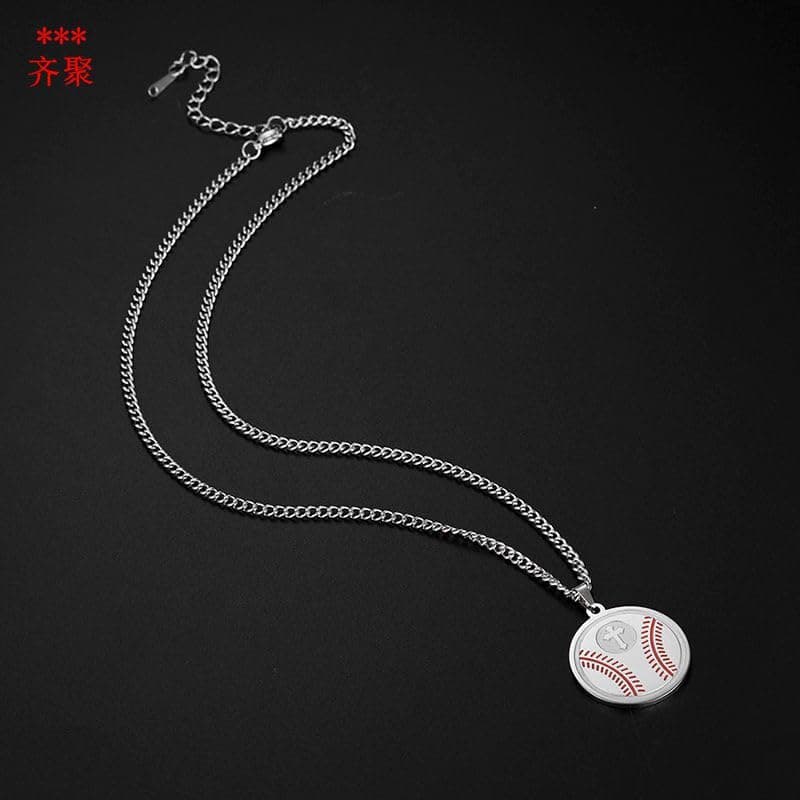 YIQPKUM Cute Stainless Steel Baseball Cross Necklace for Women Sports Jewelry