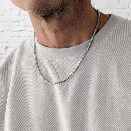 3.0 mm Stainless Steel Wheat Silver Chain Necklaces for Men & Women - 16 to 30