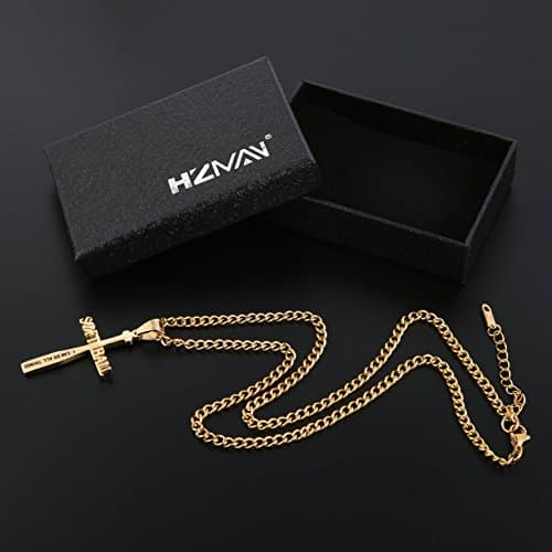HZMAN Softball Bat Cross Pendant - I CAN DO ALL THINGS STRENGTH Necklace