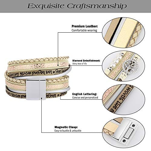 Emibele Layered Rivet Leopard Bohemian Bracelet for Women