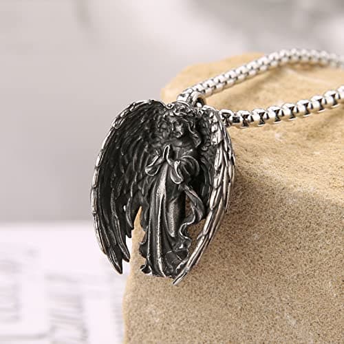 HZMAN Guardian Angel Pendant Necklace for Women Stainless Steel Jewelry