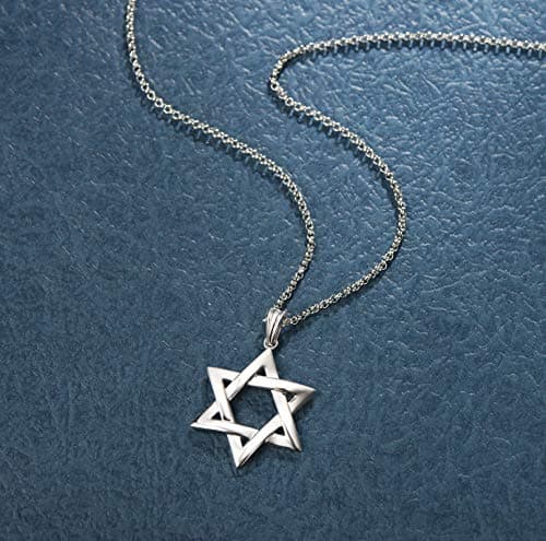 FANCIME Sterling Silver Polished Star of David Pendant Necklace for Men, 19.7-INCH