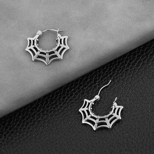 HZMAN Stainless Steel Spider Web Earrings for Women Halloween