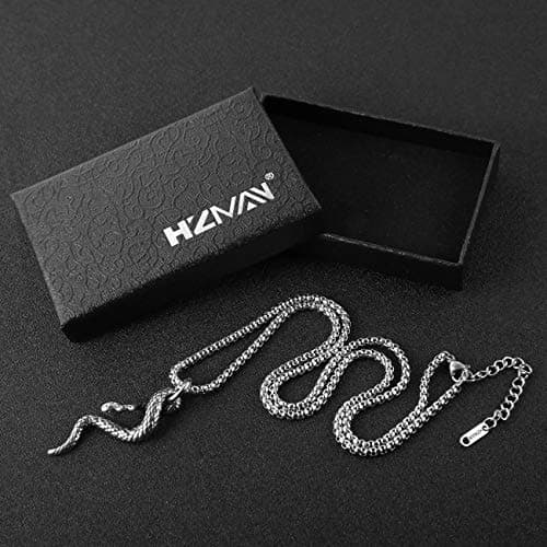 Men's Gothic Snake Pendant Chain Necklace, Stainless Steel