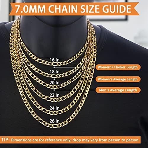Men's 14K Gold Plated Figaro Chain Necklace