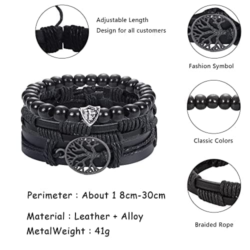 FASACCO Woven Hemp Bracelets for Men & Women Adjustment Handmade Cuff Wrap Jewelry