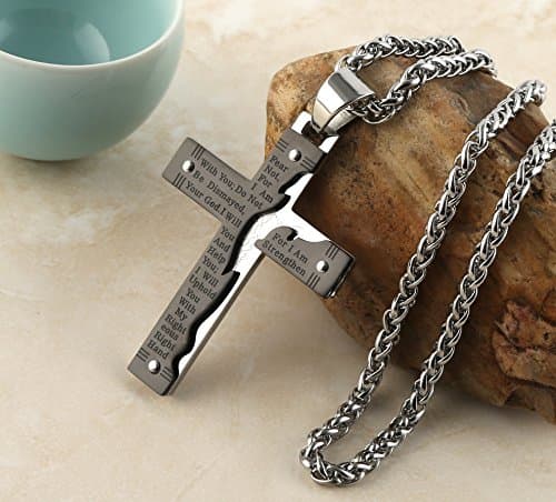 HZMAN Men's Stainless Steel Crucifix Cross Pendant Necklace