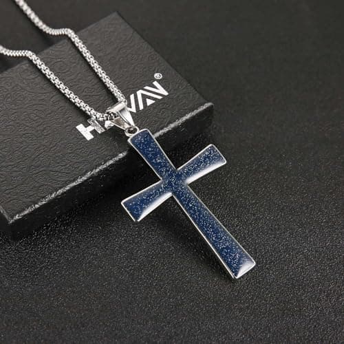 HZMAN High Polished Stainless Steel Cross Pendant Necklace for All