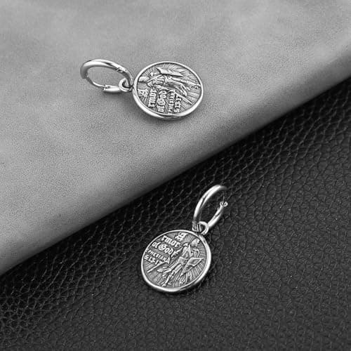 HZMAN Knight Templar Stainless Steel Round Medal Hinged Earringprzed Taste Jewelry