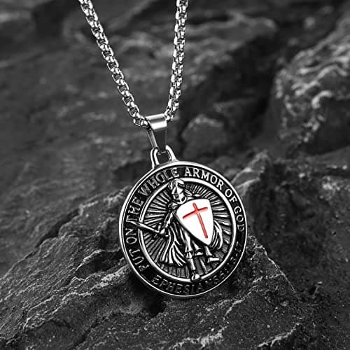 HZMAN Knights Templar Stainless Steel Necklace for Men