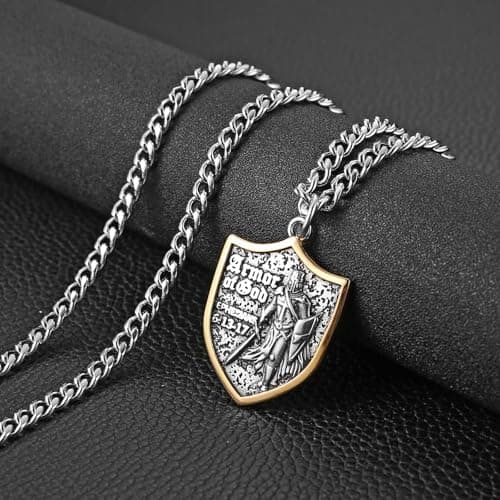 HZMAN Men's Stainless Steel Red Cross Templar Necklace Gift