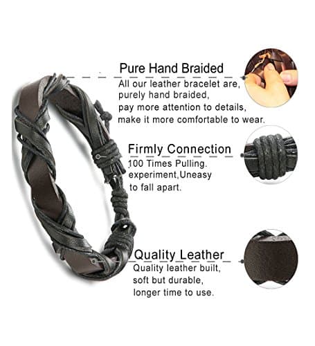 24-Piece Woven Leather Bracelet Set for Men and Women
