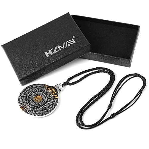 HZMAN Vintage Tibetan I Ching Om Pendant Necklace Spiritual Divination Jewelry