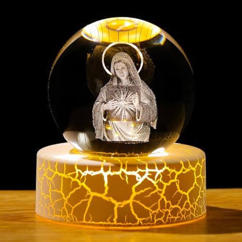 Arikyrist 3D Crystal Virgin Mary Statue, Blessed Mother for Home Decor