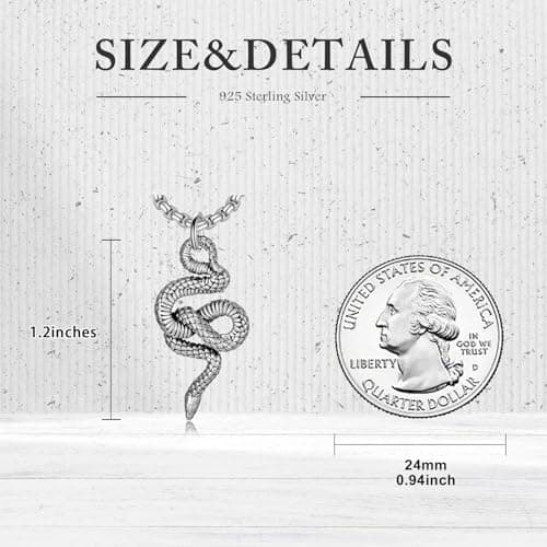 925 Sterling Silver Lattd Snake Pendant Gothic Jewelry for Men and Women