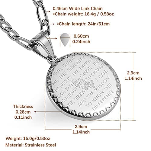 Christian Prayer Necklace Stainless Steel Pendant