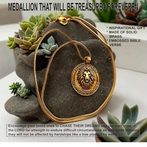 GUAAFA Blessed Lion Pendant Locket Necklaces - Christian Faith Jewelry for Men & Women