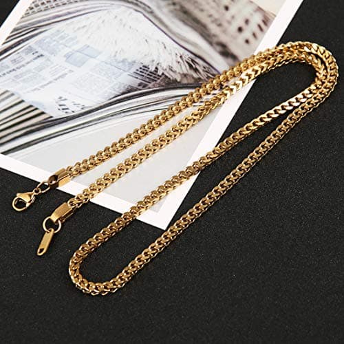 Stainless Steel Franco Square Box Link Chain Necklace for Men and Women