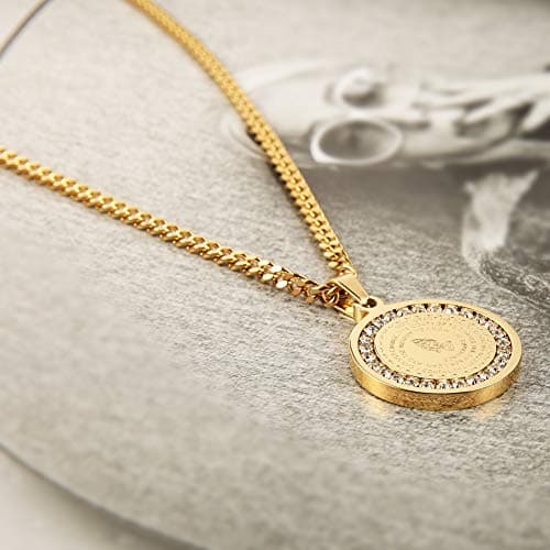 Christian Prayer Necklace: Gold Stainless Steel Praying Hands Pendant
