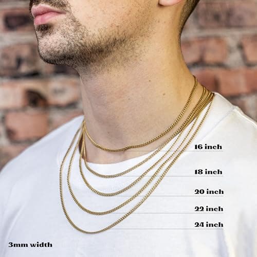 CG&KYGG 14K Gold Plated 3mm Cuban Chain Necklace for All, Stylish Gift