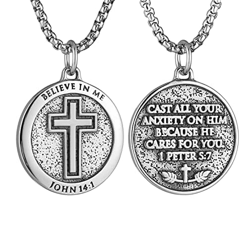 Bible Verse Necklace for Men and Women: Stainless Steel Pendant Gift