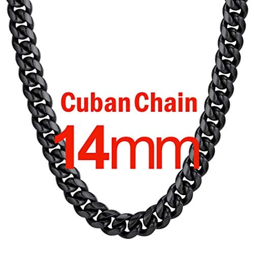 Men's Chunky Miami Cuban Chain Necklace with Custom Options - Available in Various Widths and Lengths, Gold Plated, Stainless Steel, or Black - Comes with Gift Box