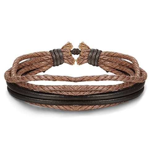Jstyle 12Pcs Braided Leather & Wooden Men's Beaded Wrap Bracelets Adjustable
