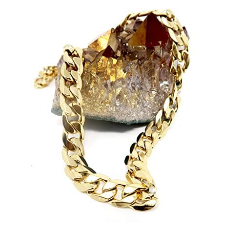 Hollywood 9.2mm Solid 24k Gold Cuban Chain Necklace Diamond Cut Gift